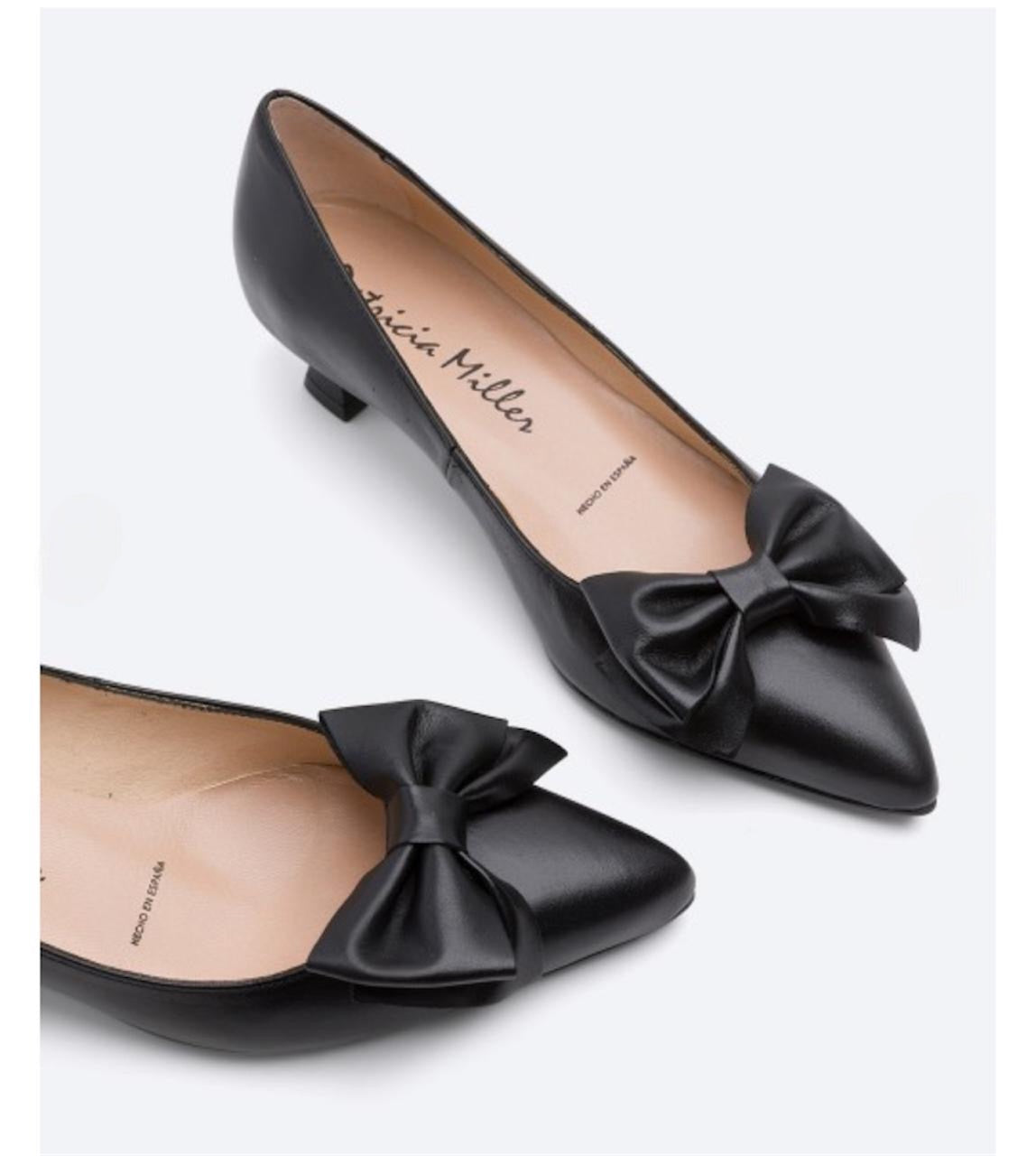NALON - Zapato de tacón bajo con lazo NEGRO