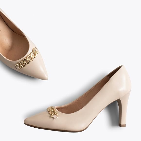 NIGHT - Zapatos de tacón alto BEIGE con detalle dorado