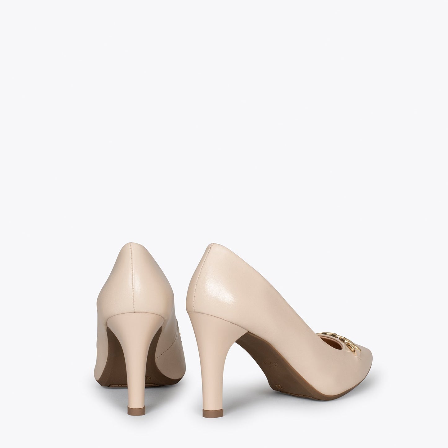 NIGHT - Zapatos de tacón alto BEIGE con detalle dorado
