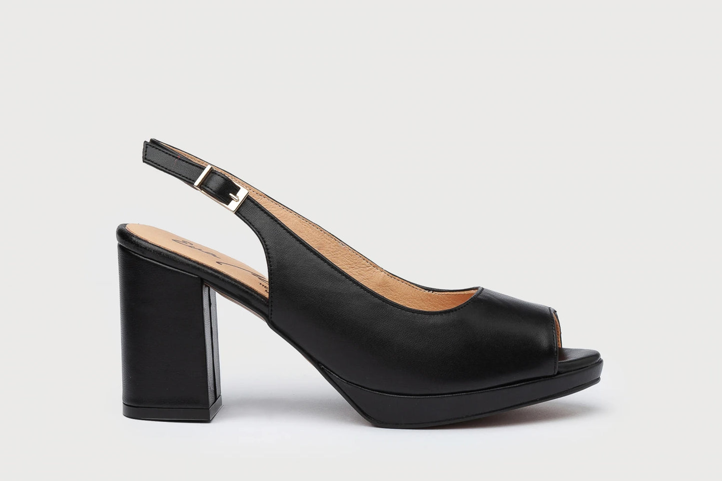 EVA MAÑAS - Zapato cuña abierto napa soft NEGRO(W)