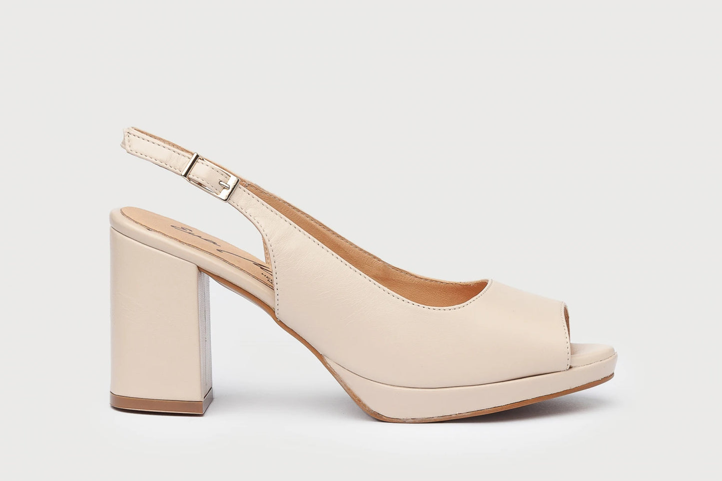 EVA MAÑAS - Zapato cuña abierto napa soft BEIGE (W)