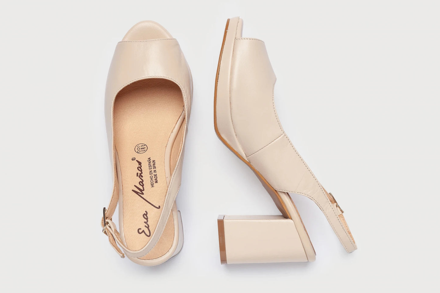 EVA MAÑAS - Zapato cuña abierto napa soft BEIGE (W)