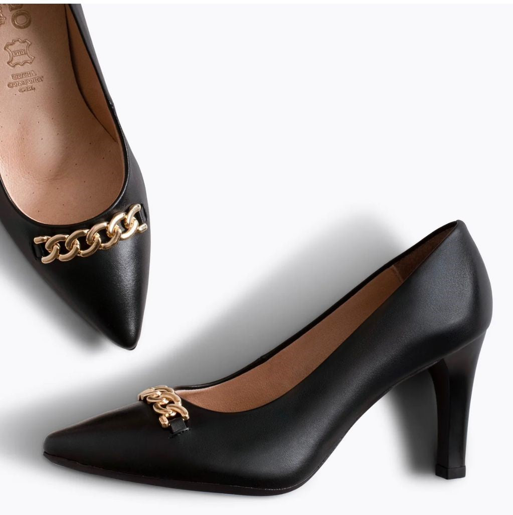 NIGHT - Zapatos de tacón alto NEGRO con detalle dorado