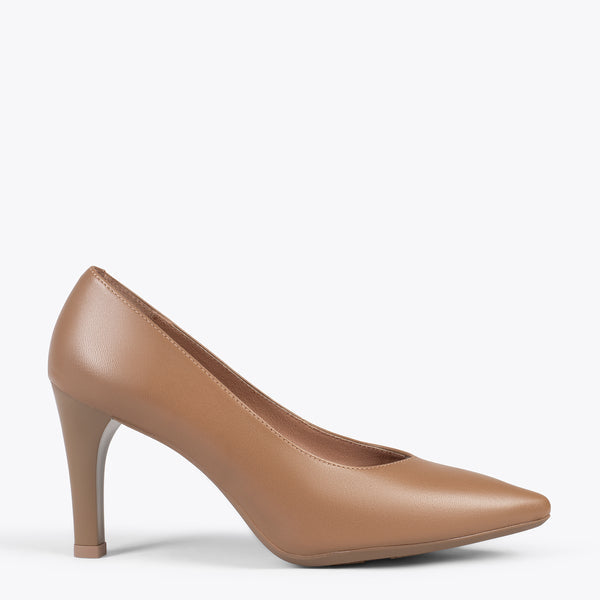GLAM - Zapatos elegantes de tacón alto CAMEL