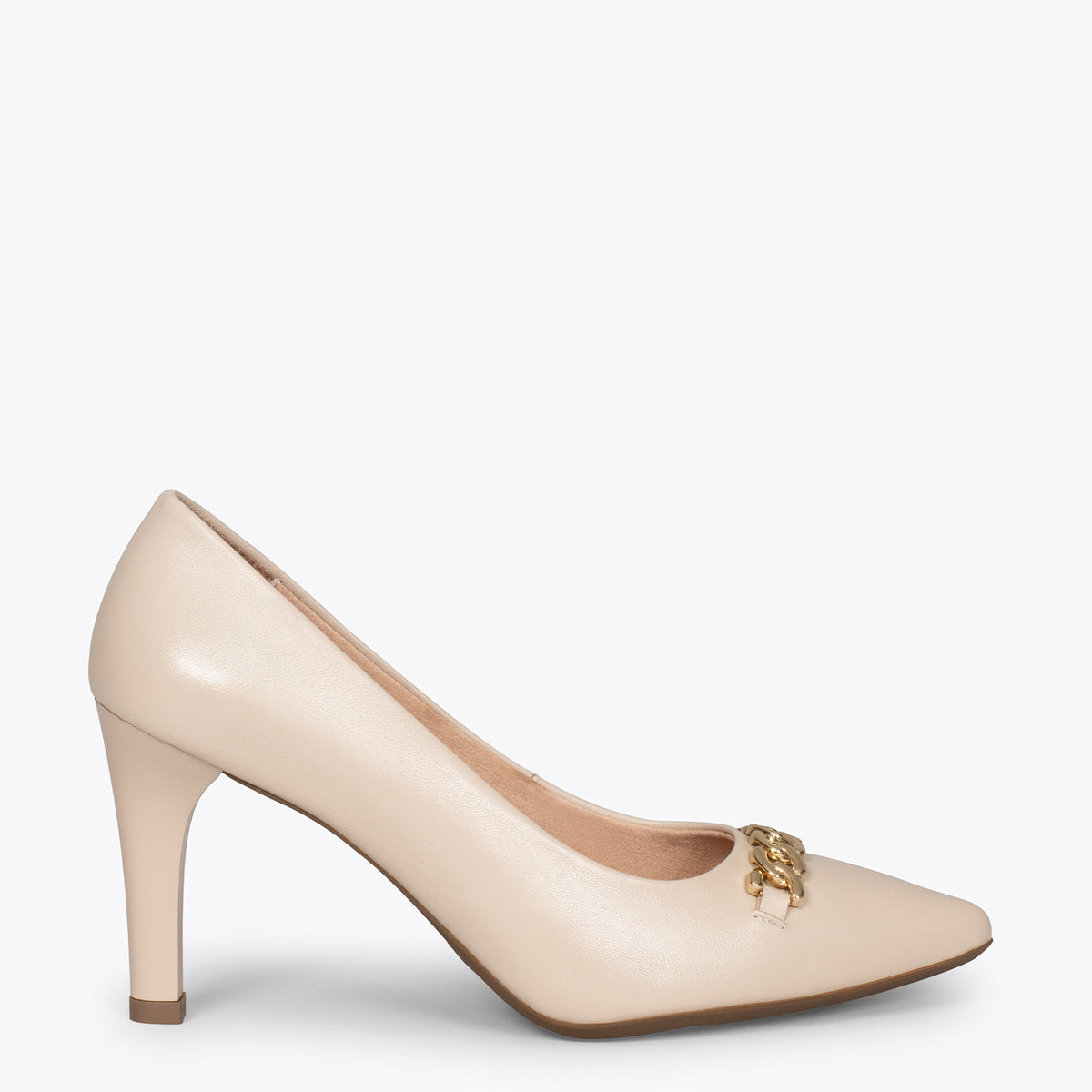 NIGHT - Zapatos de tacón alto BEIGE con detalle dorado