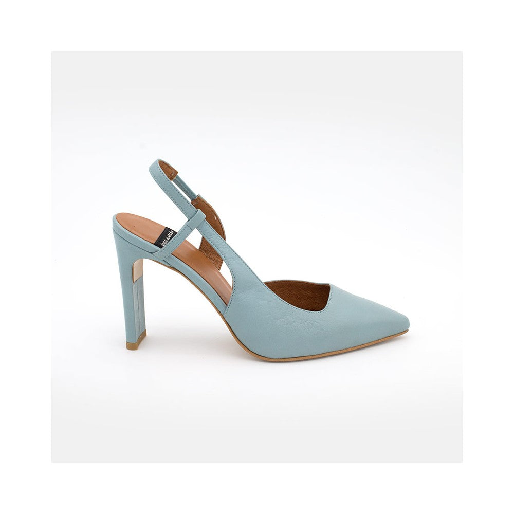 TAHRA - Zapato destalonado tacón alto AZUL CELESTE