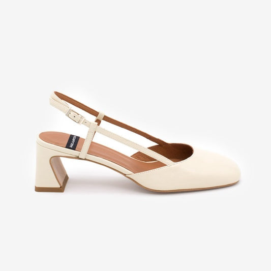 DARBY - Zapato destalonado tacón medio HUESO