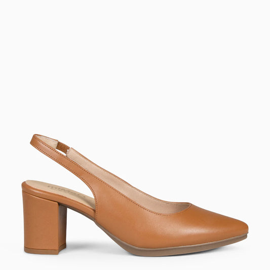 KYARA - Zapato destalonado CAMEL