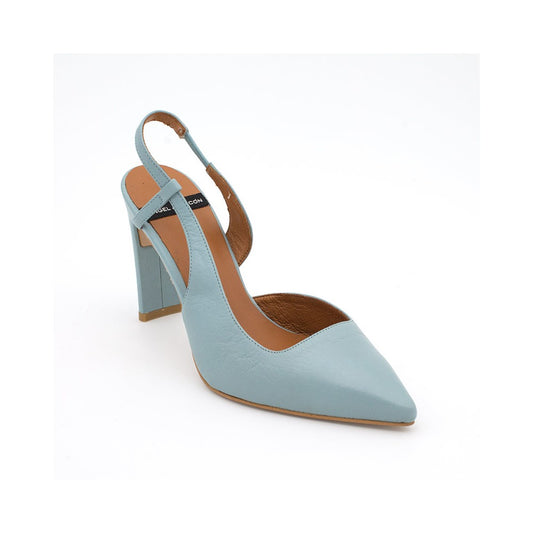 TAHRA - Zapato destalonado tacón alto AZUL CELESTE