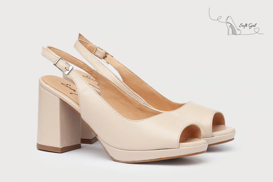 EVA MAÑAS - Zapato cuña abierto napa soft BEIGE (W)