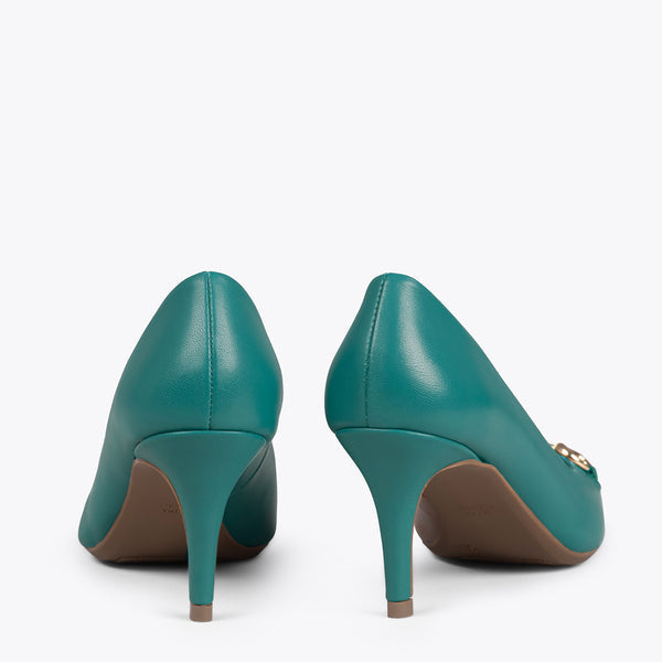 STILETTO ELEGANCE - Zapatos de tacón de aguja con adorno metalizado VER AQUA